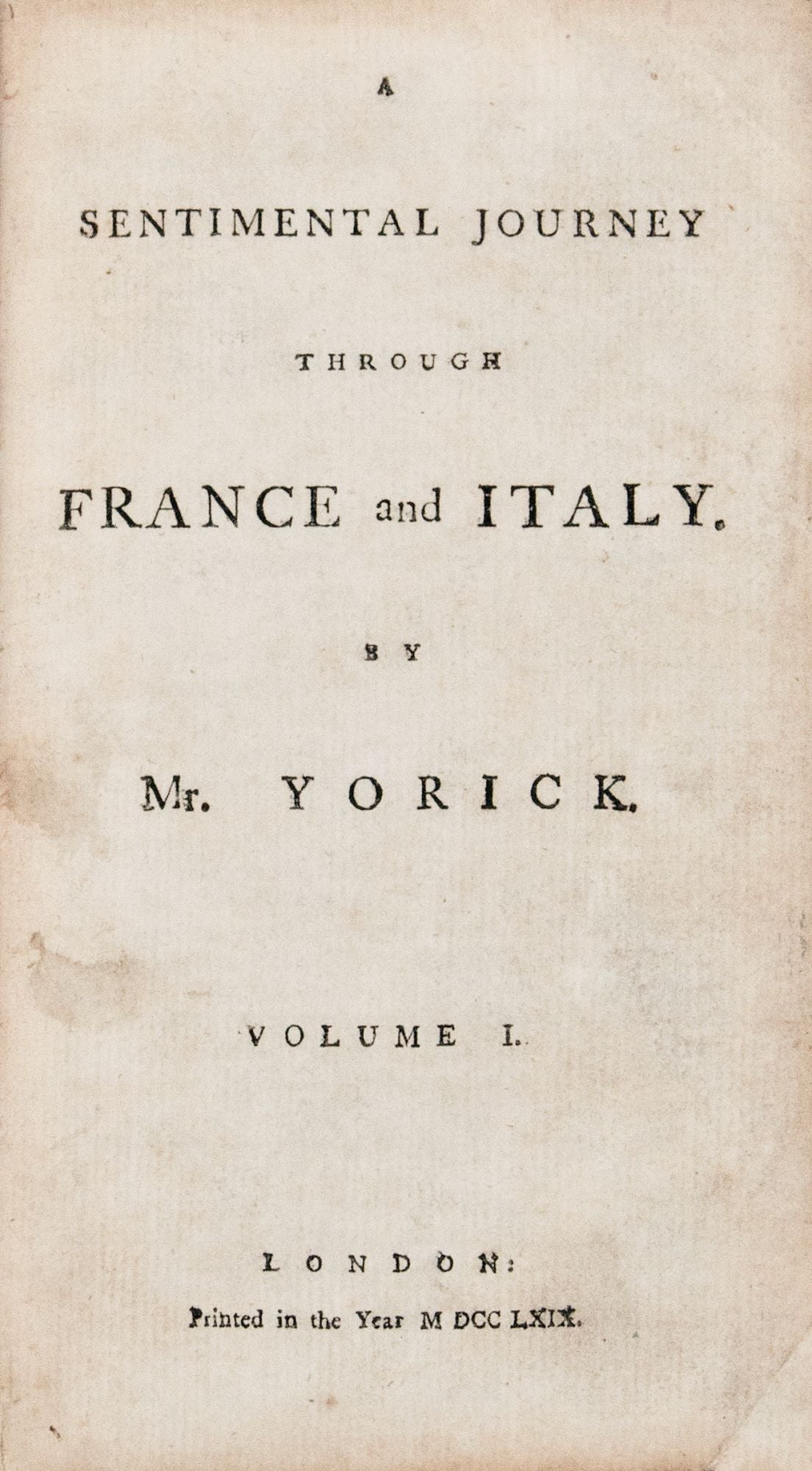 A Sentimental Journey Through France and Italy by Mr. Yorick, bound ...