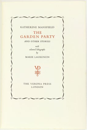 The Garden Party and other Stories. With coloured lithographs by Marie Laurencin