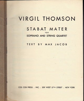 [Musical Score] Stabat Mater : for Soprano and String Quartet [Inscribed]