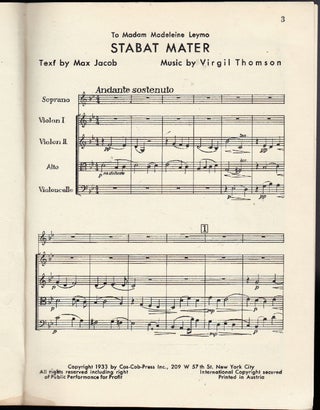 [Musical Score] Stabat Mater : for Soprano and String Quartet [Inscribed]