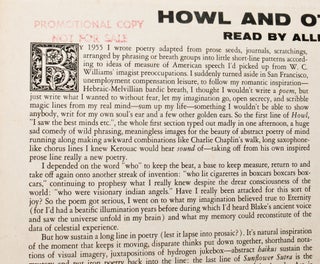 [Vinyl Record] [John Ciardi's Copy] [Beats] Allen Ginsberg Reads Howl and Other Poems; [together with] Howl and Other Poems [No. 4 in the Pocket Poets Series]